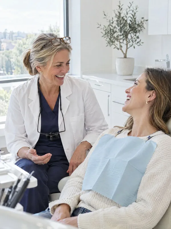 A clinician talking with a patient